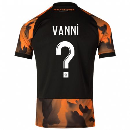 Kandiny Enfant Maillot Fabio Vanni #0 Noir Orange Troisieme 2023/24 T-Shirt