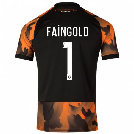 Kandiny Enfant Maillot Abbie Faingold #1 Noir Orange Troisieme 2023/24 T-Shirt