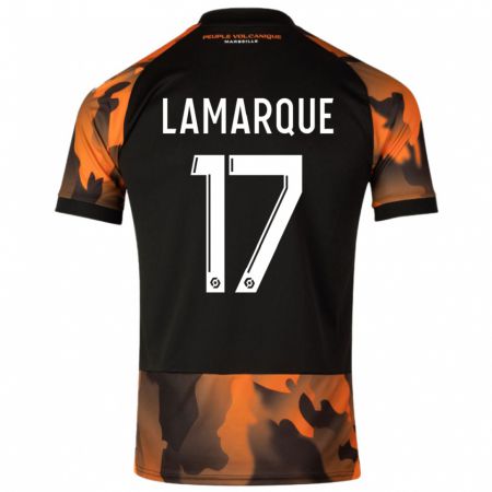 Kandiny Enfant Maillot Alais Lamarque #17 Noir Orange Troisieme 2023/24 T-Shirt