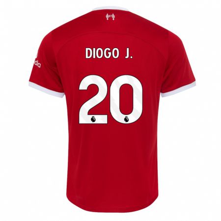 Kandiny Homme Maillot Diogo Jota #20 Rouge Tenues Domicile 2023/24 T-Shirt