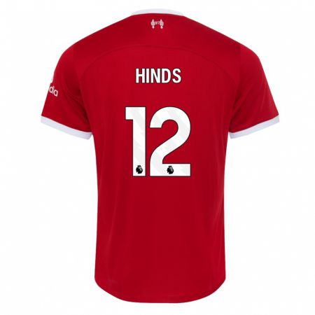 Kandiny Homme Maillot Taylor Hinds #12 Rouge Tenues Domicile 2023/24 T-Shirt