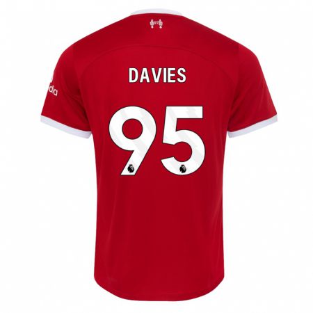 Kandiny Homme Maillot Harvey Davies #95 Rouge Tenues Domicile 2023/24 T-Shirt