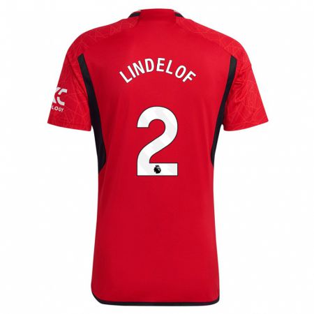 Kandiny Homme Maillot Victor Lindelöf #2 Rouge Tenues Domicile 2023/24 T-Shirt