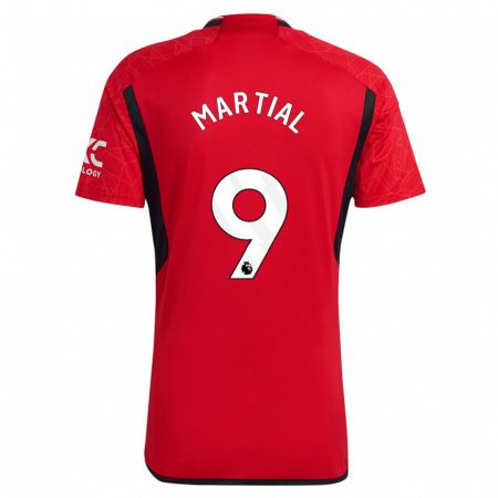 Kandiny Homme Maillot Anthony Martial #9 Rouge Tenues Domicile 2023/24 T-Shirt