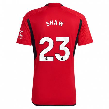 Kandiny Homme Maillot Luke Shaw #23 Rouge Tenues Domicile 2023/24 T-Shirt