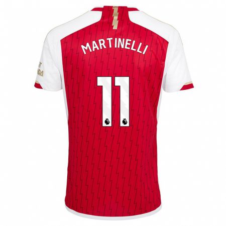 Kandiny Homme Maillot Gabriel Martinelli #11 Rouge Tenues Domicile 2023/24 T-Shirt