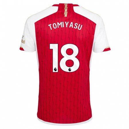 Kandiny Homme Maillot Takehiro Tomiyasu #18 Rouge Tenues Domicile 2023/24 T-Shirt