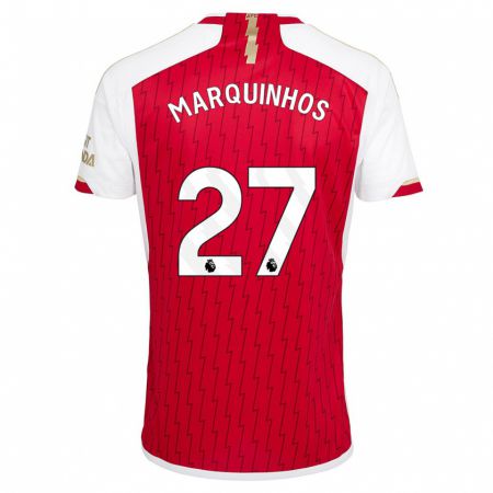 Kandiny Homme Maillot Marquinhos #27 Rouge Tenues Domicile 2023/24 T-Shirt