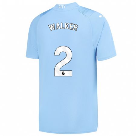 Kandiny Homme Maillot Kyle Walker #2 Bleu Clair Tenues Domicile 2023/24 T-Shirt