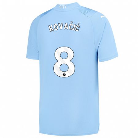 Kandiny Homme Maillot Mateo Kovacic #8 Bleu Clair Tenues Domicile 2023/24 T-Shirt