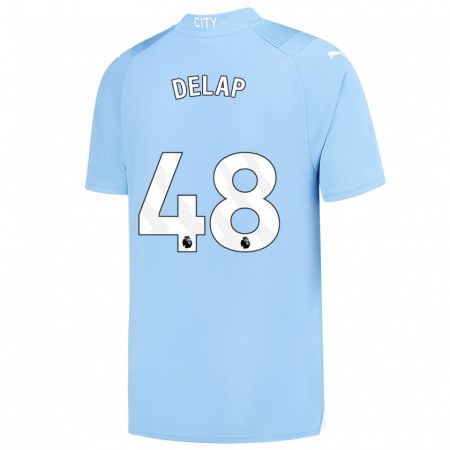 Kandiny Homme Maillot Liam Delap #48 Bleu Clair Tenues Domicile 2023/24 T-Shirt