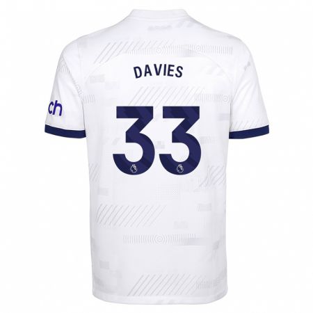 Kandiny Homme Maillot Ben Davies #33 Blanc Tenues Domicile 2023/24 T-Shirt