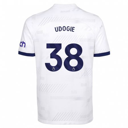 Kandiny Homme Maillot Destiny Udogie #38 Blanc Tenues Domicile 2023/24 T-Shirt