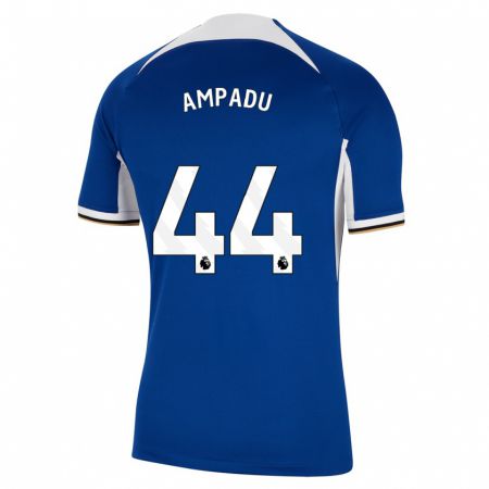 Kandiny Homme Maillot Ethan Ampadu #44 Bleu Tenues Domicile 2023/24 T-Shirt