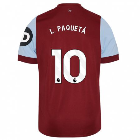 Kandiny Homme Maillot Lucas Paquetá #10 Bordeaux Tenues Domicile 2023/24 T-Shirt