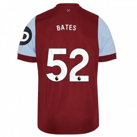 Kandiny Homme Maillot Billy Bates #52 Bordeaux Tenues Domicile 2023/24 T-Shirt