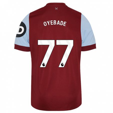 Kandiny Homme Maillot Rayan Oyebade #77 Bordeaux Tenues Domicile 2023/24 T-Shirt