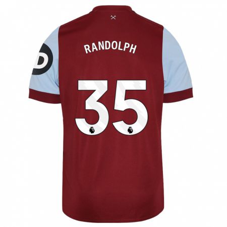 Kandiny Homme Maillot Darren Randolph #35 Bordeaux Tenues Domicile 2023/24 T-Shirt