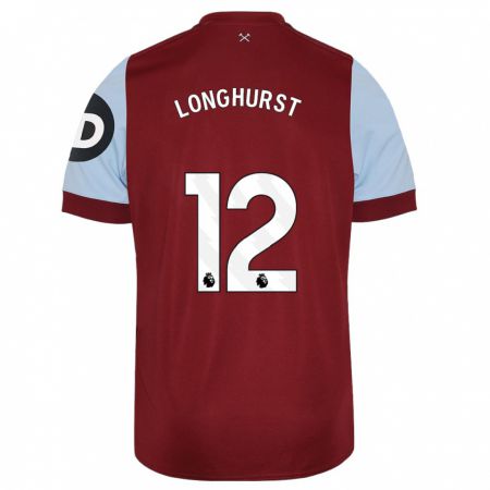 Kandiny Homme Maillot Kate Longhurst #12 Bordeaux Tenues Domicile 2023/24 T-Shirt