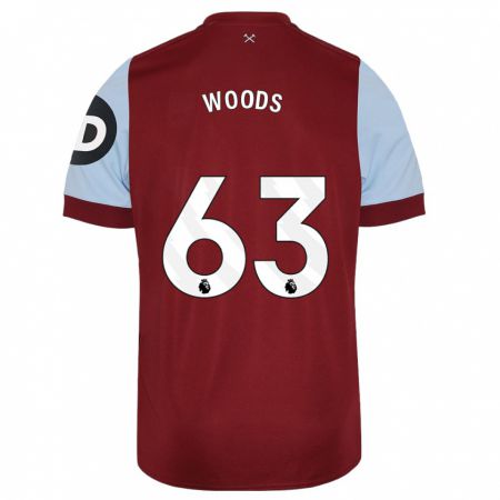 Kandiny Homme Maillot Archie Woods #63 Bordeaux Tenues Domicile 2023/24 T-Shirt