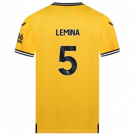 Kandiny Homme Maillot Mario Lemina #5 Jaune Tenues Domicile 2023/24 T-Shirt
