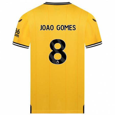 Kandiny Homme Maillot João Gomes #8 Jaune Tenues Domicile 2023/24 T-Shirt