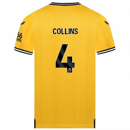 Kandiny Homme Maillot Nathan Collins #4 Jaune Tenues Domicile 2023/24 T-Shirt