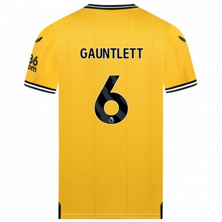 Kandiny Homme Maillot Maz Gauntlett #6 Jaune Tenues Domicile 2023/24 T-Shirt