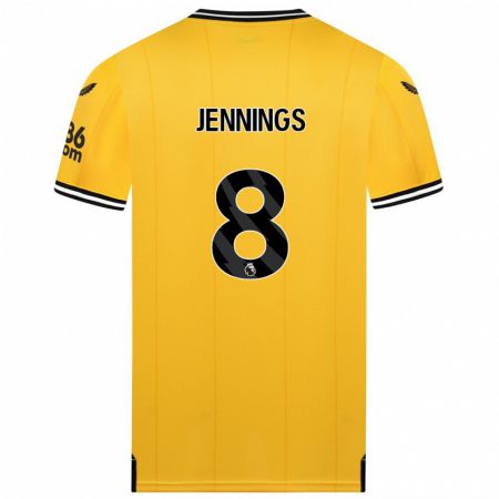 Kandiny Homme Maillot Shannie Jennings #8 Jaune Tenues Domicile 2023/24 T-Shirt