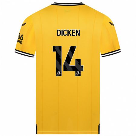 Kandiny Homme Maillot Amy Dicken #14 Jaune Tenues Domicile 2023/24 T-Shirt