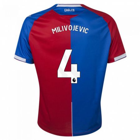 Kandiny Homme Maillot Luka Milivojevic #4 Rouge Bleu Tenues Domicile 2023/24 T-Shirt
