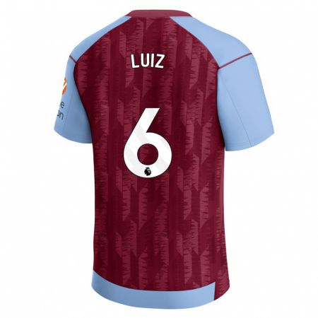 Kandiny Homme Maillot Douglas Luiz #6 Bleu Bordeaux Tenues Domicile 2023/24 T-Shirt