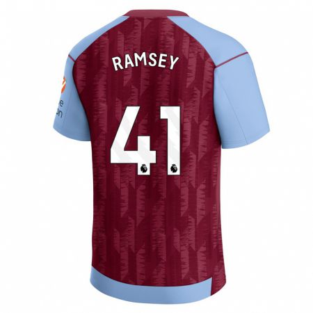 Kandiny Homme Maillot Jacob Ramsey #41 Bleu Bordeaux Tenues Domicile 2023/24 T-Shirt