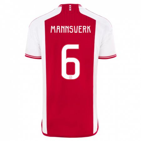 Kandiny Homme Maillot Sivert Mannsverk #6 Rouge Blanc Tenues Domicile 2023/24 T-Shirt