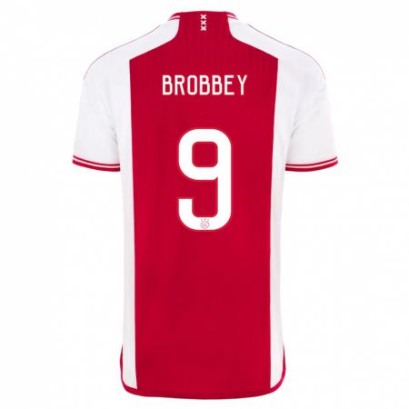 Kandiny Homme Maillot Brian Brobbey #9 Rouge Blanc Tenues Domicile 2023/24 T-Shirt