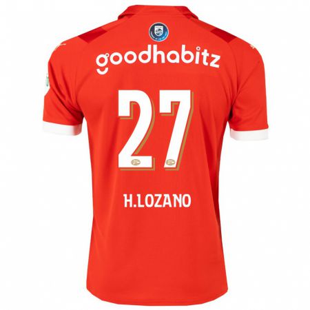 Kandiny Homme Maillot Hirving Lozano #27 Rouge Tenues Domicile 2023/24 T-Shirt