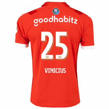 Kandiny Homme Maillot Carlos Vinicius #25 Rouge Tenues Domicile 2023/24 T-Shirt