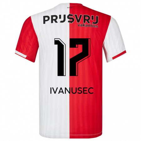Kandiny Homme Maillot Luka Ivanusec #17 Rouge Blanc Tenues Domicile 2023/24 T-Shirt