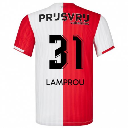 Kandiny Homme Maillot Kostas Lamprou #31 Rouge Blanc Tenues Domicile 2023/24 T-Shirt
