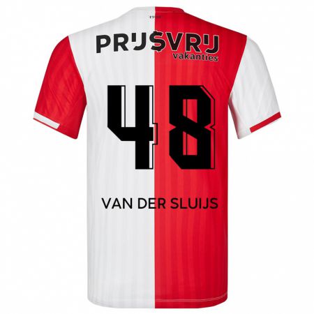 Kandiny Homme Maillot Joep Van Der Sluijs #48 Rouge Blanc Tenues Domicile 2023/24 T-Shirt