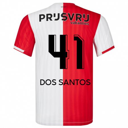 Kandiny Homme Maillot Giuliany Ben-David Dos Santos #41 Rouge Blanc Tenues Domicile 2023/24 T-Shirt