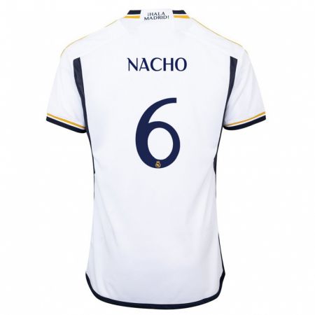 Kandiny Homme Maillot Nacho Fernández #6 Blanc Tenues Domicile 2023/24 T-Shirt