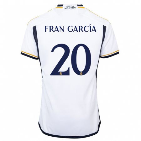 Kandiny Homme Maillot Fran García #20 Blanc Tenues Domicile 2023/24 T-Shirt