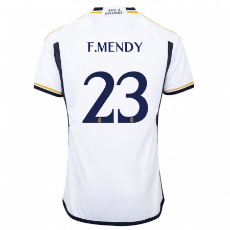 Kandiny Homme Maillot Ferland Mendy #23 Blanc Tenues Domicile 2023/24 T-Shirt