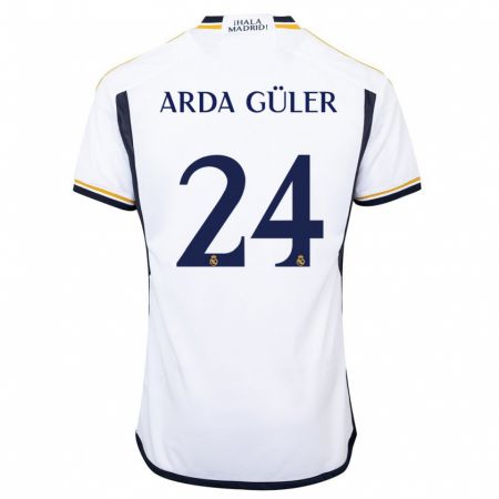 Kandiny Homme Maillot Arda Güler #24 Blanc Tenues Domicile 2023/24 T-Shirt