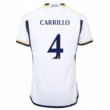 Kandiny Homme Maillot Álvaro Carrillo #4 Blanc Tenues Domicile 2023/24 T-Shirt