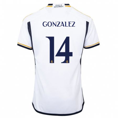 Kandiny Homme Maillot David González #14 Blanc Tenues Domicile 2023/24 T-Shirt