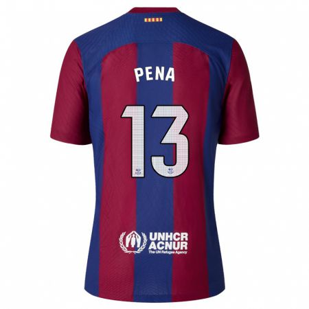 Kandiny Homme Maillot Iñaki Peña #13 Rouge Bleu Tenues Domicile 2023/24 T-Shirt