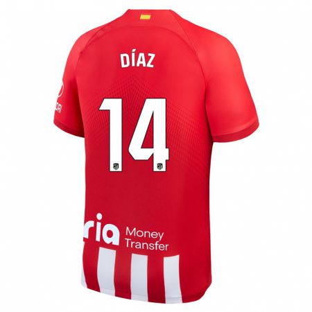 Kandiny Homme Maillot Javier Díaz #14 Rouge Blanc Tenues Domicile 2023/24 T-Shirt