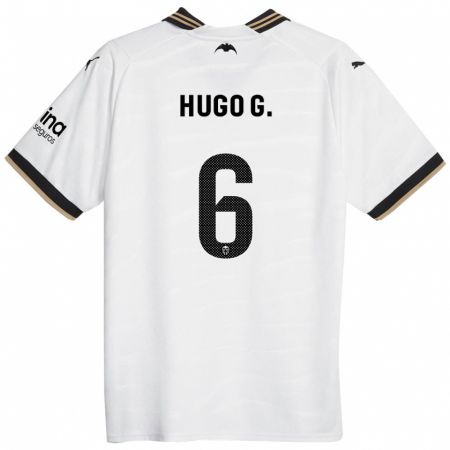 Kandiny Homme Maillot Hugo Guillamón #6 Blanc Tenues Domicile 2023/24 T-Shirt